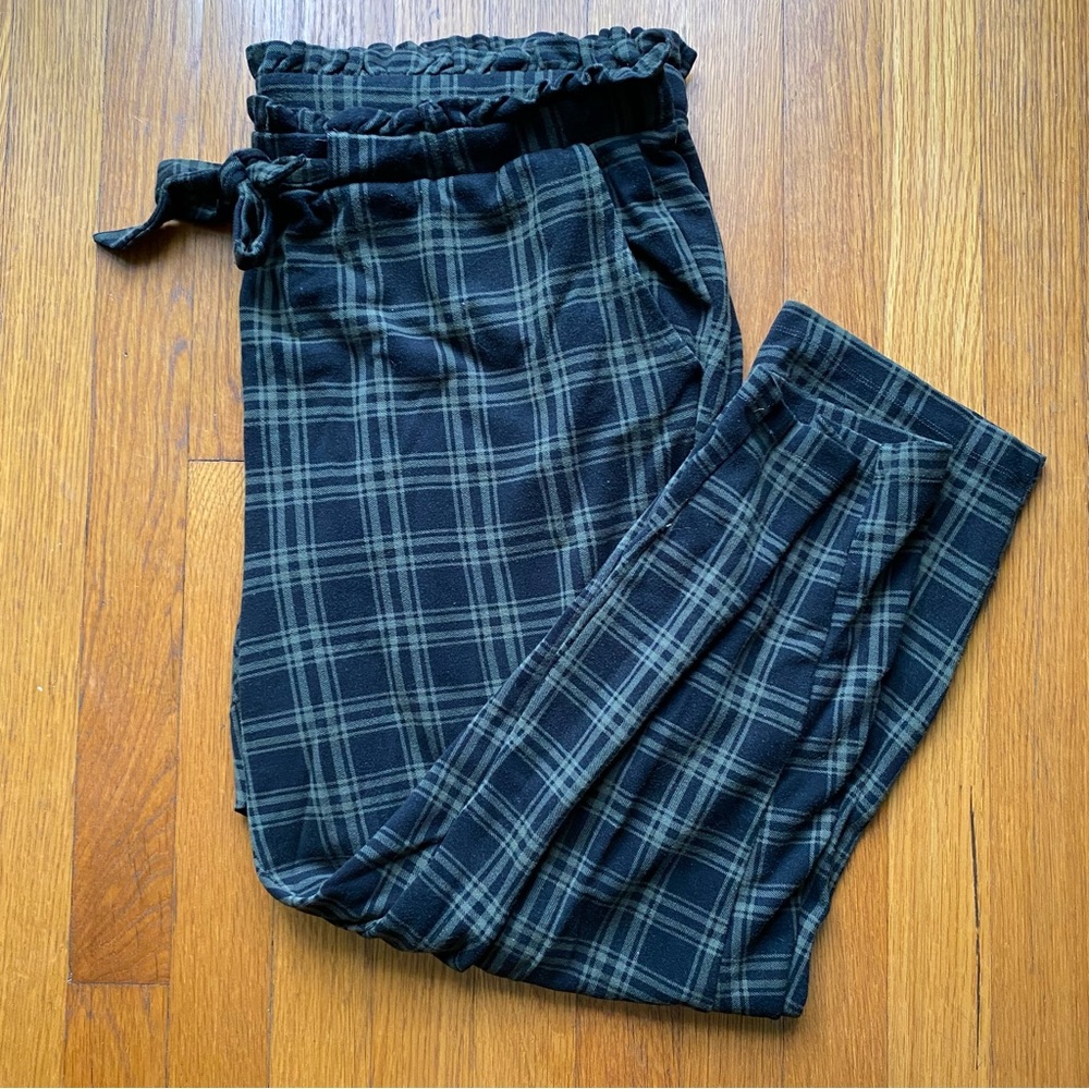 Torrid green black plaid ponte cigarette pant